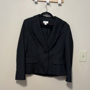 Ann Taylor Loft Black Suit Jacket Pin Stripe Blazer Size 8